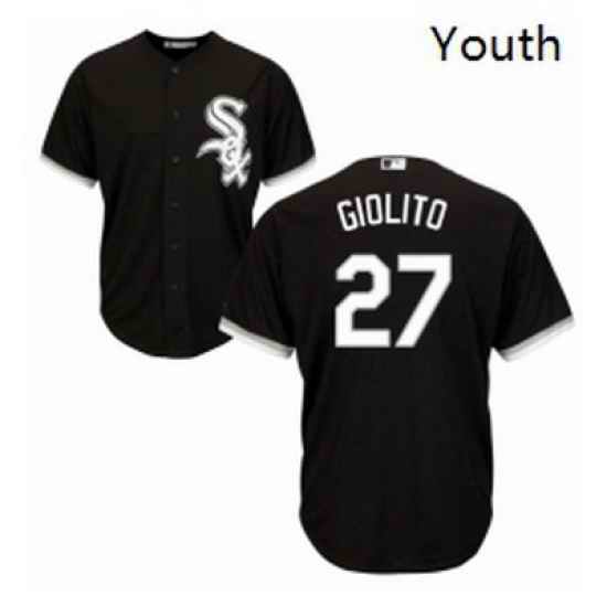 Youth Majestic Chicago White Sox 27 Lucas Giolito Authentic Black Alternate Home Cool Base MLB Jersey